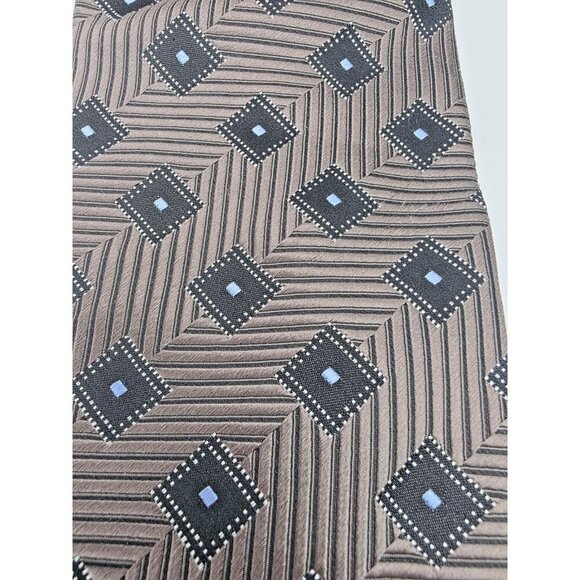 D.C. by Daniel Craig Mens Neck Tie Long 100% Silk Black/Brown Geometric Pattern - Picture 4 of 4